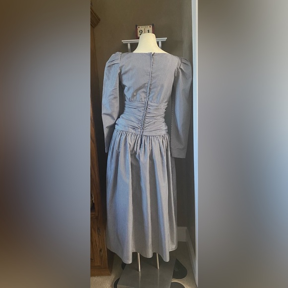 Morton Myles Vintage 80s Big Bow detail Evening Gown Gingham pattern Dress - Picture 4 of 16